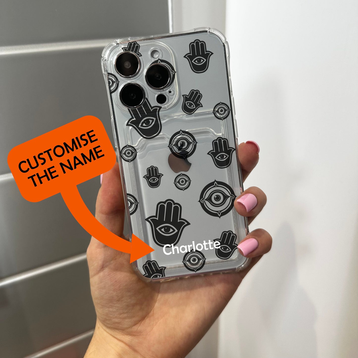 Clear Cute Card Holder Phone Case for iPhone 15 14 13 12 11 11 Pro Max Mini 7 8 XR XS X Wallet Shockproof Phone Cover with Customised Name