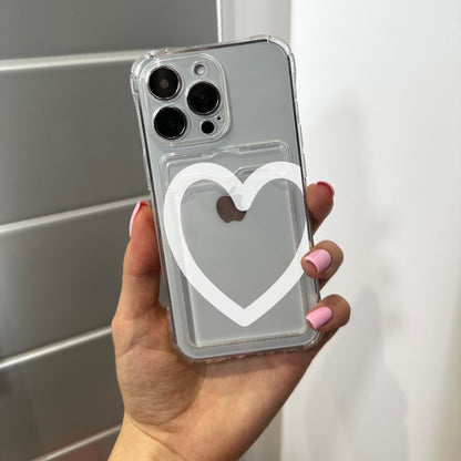 Heart Card Holder Phone Case for iPhone 15 14 13 12 11 11 Pro Max Mini 7 8 XR XS X Wallet Shockproof Phone Cover with Customised Name