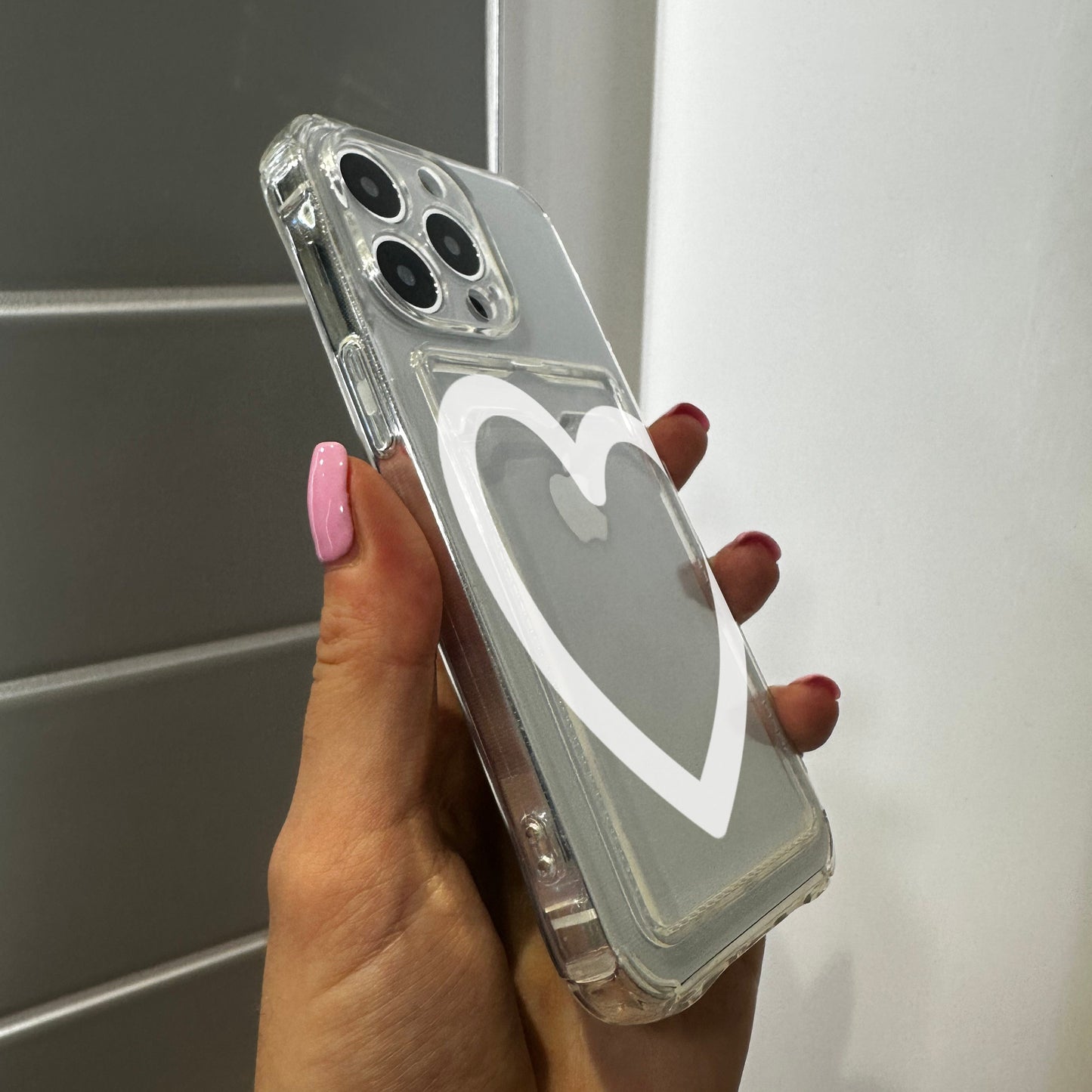 Heart Card Holder Phone Case for iPhone 15 14 13 12 11 11 Pro Max Mini 7 8 XR XS X Wallet Shockproof Phone Cover with Customised Name