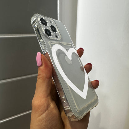 Heart Card Holder Phone Case for iPhone 15 14 13 12 11 11 Pro Max Mini 7 8 XR XS X Wallet Shockproof Phone Cover with Customised Name