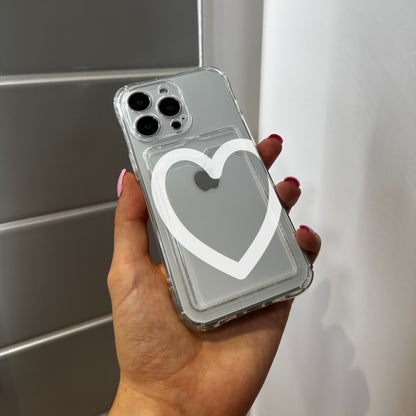 Heart Card Holder Phone Case for iPhone 15 14 13 12 11 11 Pro Max Mini 7 8 XR XS X Wallet Shockproof Phone Cover with Customised Name
