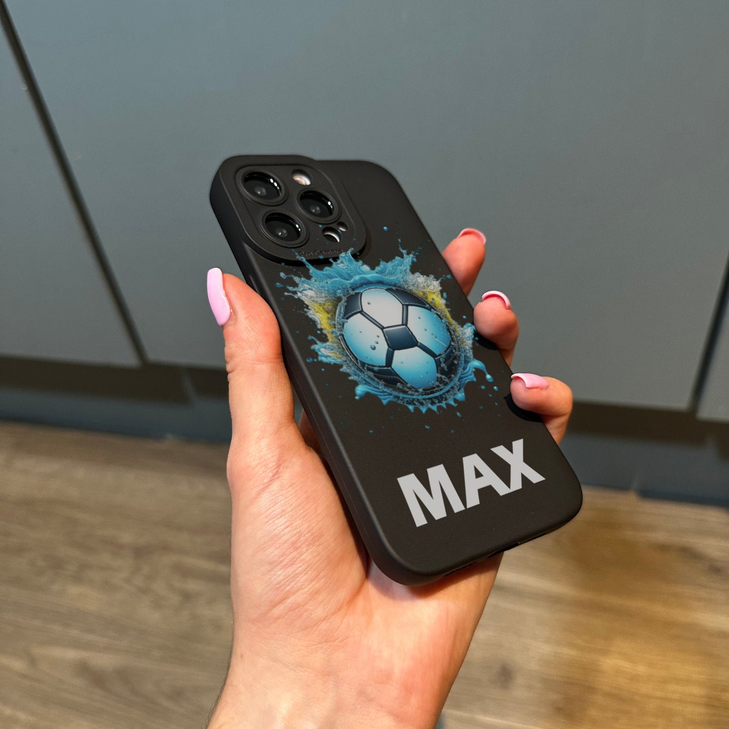 Personalised Football Phone Case for iPhone 17 16 15 14 13 12 11 11 Pro Max Mini 7 8 XR XS X Shockproof Phone Cover With Boys Football