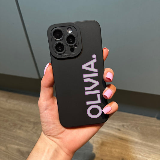 Personalised Name Black Phone Case with Modern Name for iPhone 15 14 13 12 11 11 Pro Max Mini 7 8 XR XS X Shockproof Phone Cover Customised