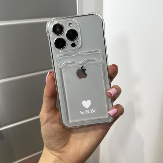 Personalised Date Phone Case for iPhone 15 14 13 12 11 11 Pro Max Mini 7 8 XR XS X Shockproof Phone Cover with Cute Heart