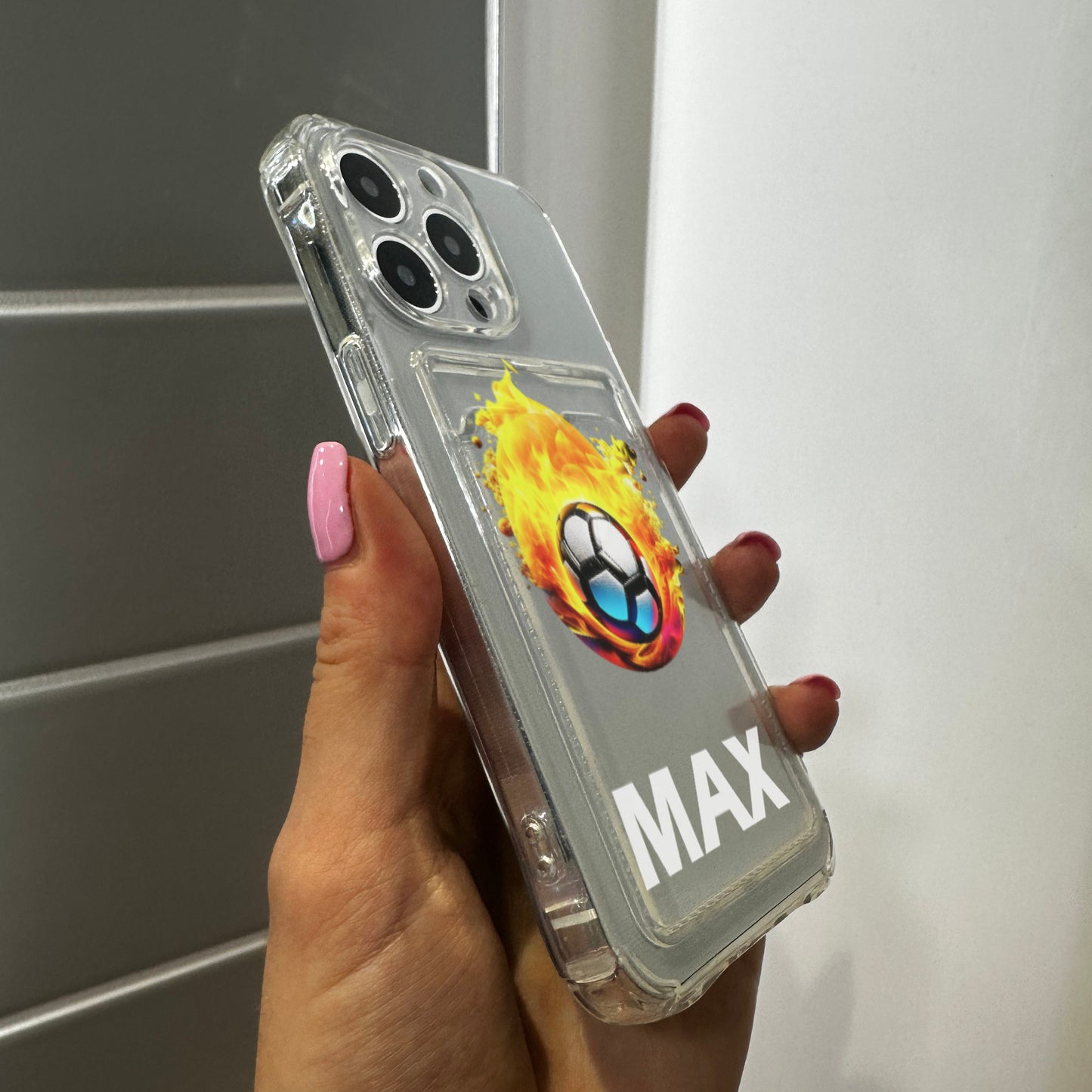 Personalised Football Card Holder Phone Case for iPhone 15 14 13 12 11 11 Pro Max Mini 7 8 XR XS X Shockproof Phone Cover Great Gift