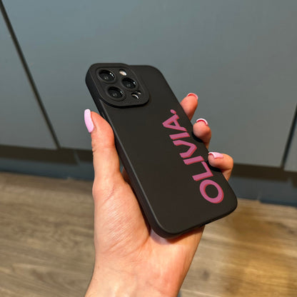 Personalised Name Black Phone Case with Modern Name for iPhone 17 16 15 14 13 12 11 11 Pro Max Mini 7 8 XR XS X Shockproof Cover Customised