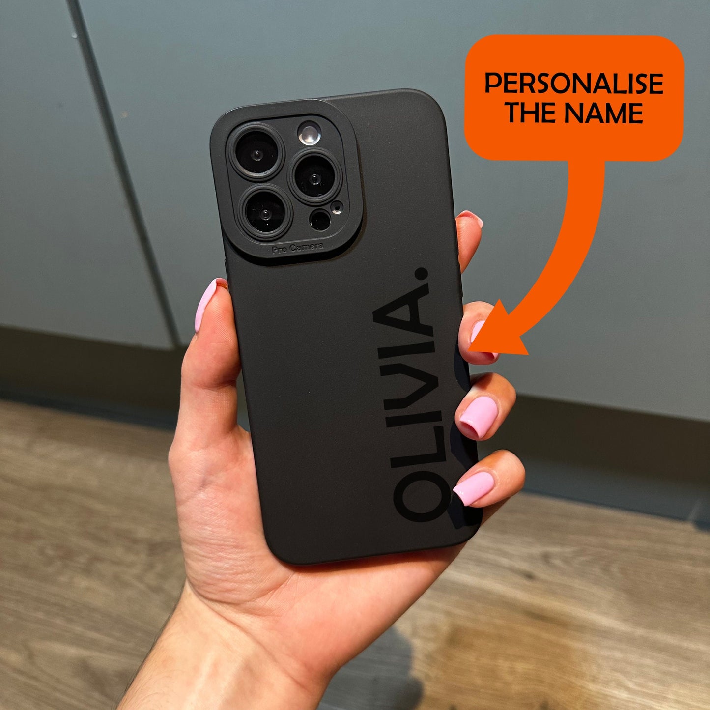 Personalised Name Black Phone Case with Modern Name for iPhone 15 14 13 12 11 11 Pro Max Mini 7 8 XR XS X Shockproof Phone Cover Customised