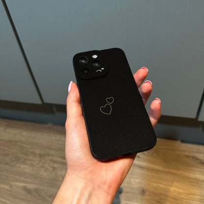 Gold Heart Star Print Phone Case for iPhone 15 14 13 12 11 11 Pro Max Mini 7 8 XR XS X Shockproof Phone Cover with Customised Name