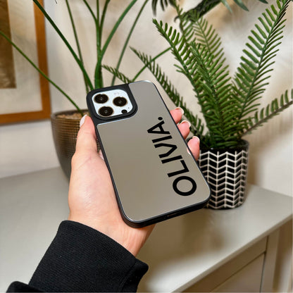 Personalised Name Mirror Phone Case with Modern Name for iPhone 15 14 13 12 11 11 Pro Max Mini 7 8 XR XS X Shockproof Phone Cover Customised