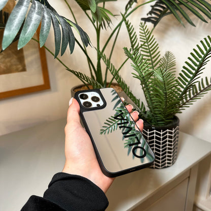 Personalised Name Mirror Phone Case with Modern Name for iPhone 15 14 13 12 11 11 Pro Max Mini 7 8 XR XS X Shockproof Phone Cover Customised