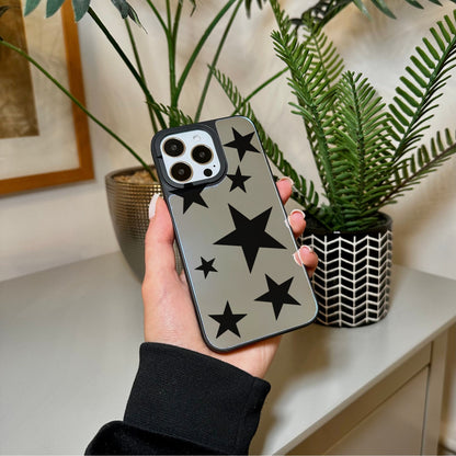 Black Star Mirror Phone Case for iPhone 15 14 13 12 11 11 Pro Max Mini 7 8 XR XS X Shockproof Phone Cover for Make Up with Customised Name