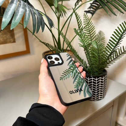 Personalised Name Mirror Phone Case for iPhone 15 14 13 12 11 11 Pro Max Mini 7 8 XR XS X Shockproof Phone Cover for Make Up Customised