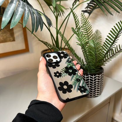 Floral Print Mirror Phone Case for iPhone 15 14 13 12 11 11 Pro Max Mini 7 8 XR XS X Shockproof Phone Cover for Make Up with Customised Name