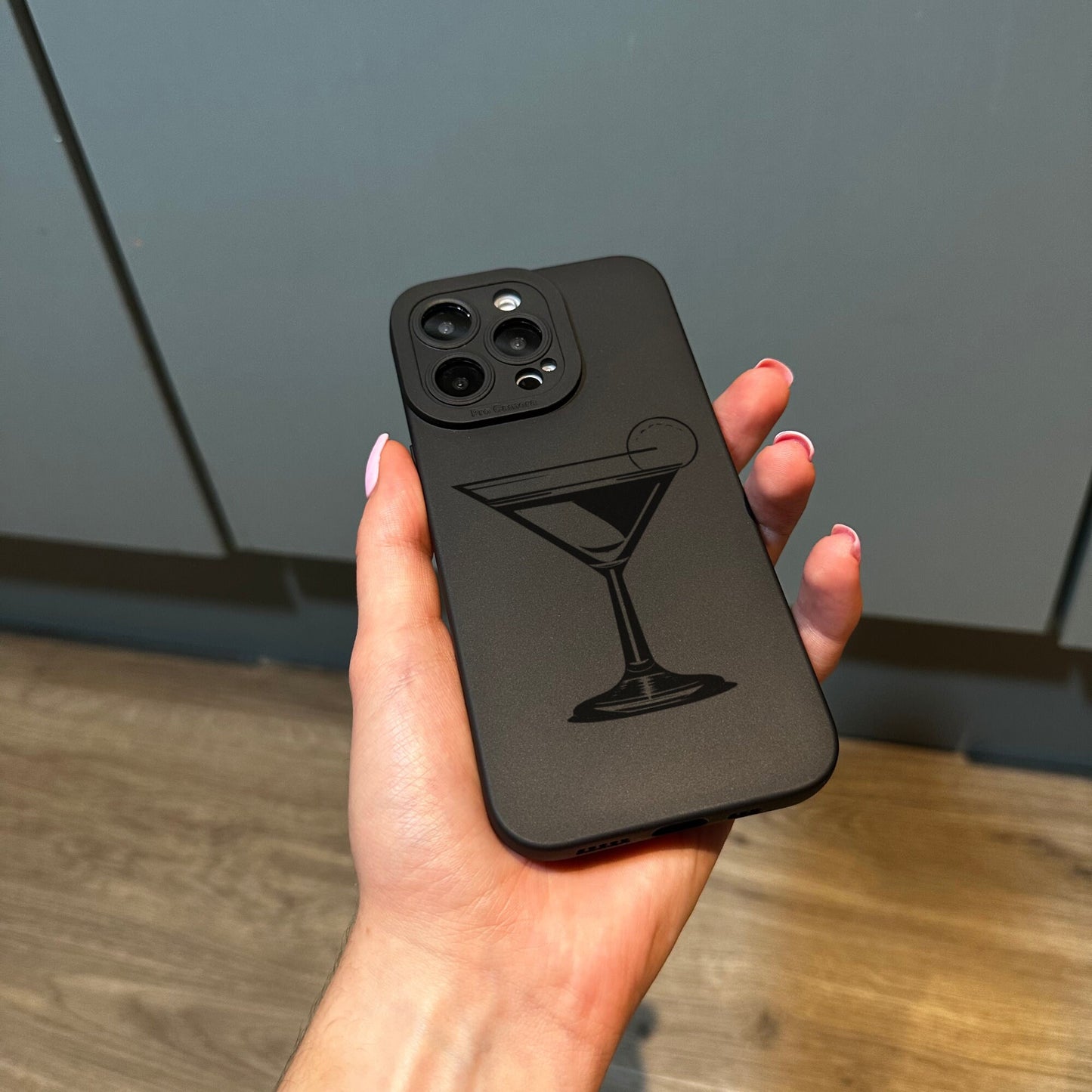 Cocktail Drink Black Phone Case for iPhone 15 14 13 12 11 11 Pro Max Mini 7 8 XR XS X Shockproof Phone Cover with Customised Name