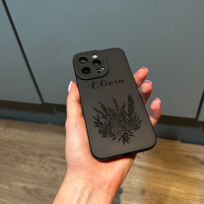 Personalised Name Phone Case with Floral Print for iPhone 15 14 13 12 11 11 Pro Max Mini 7 8 XR XS X Shockproof Phone Cover with Custom Name