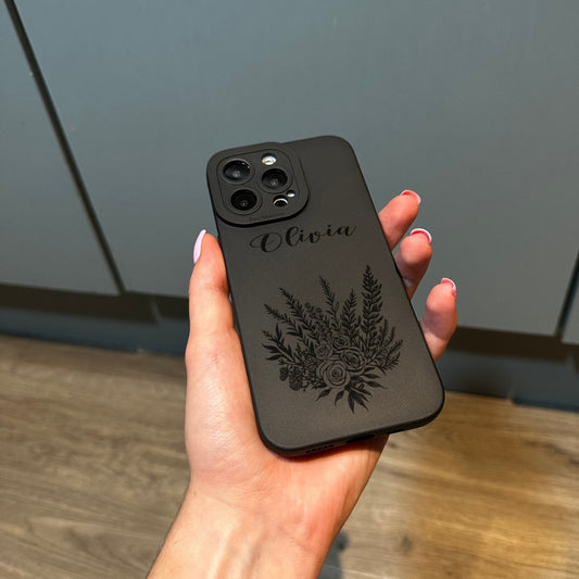Personalised Name Phone Case with Floral Print for iPhone 15 14 13 12 11 11 Pro Max Mini 7 8 XR XS X Shockproof Phone Cover with Custom Name