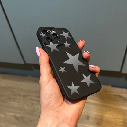 Silver Star Black Phone Case for iPhone 15 14 13 12 11 11 Pro Max Mini 7 8 XR XS X Shockproof Phone Cover with Customised Name