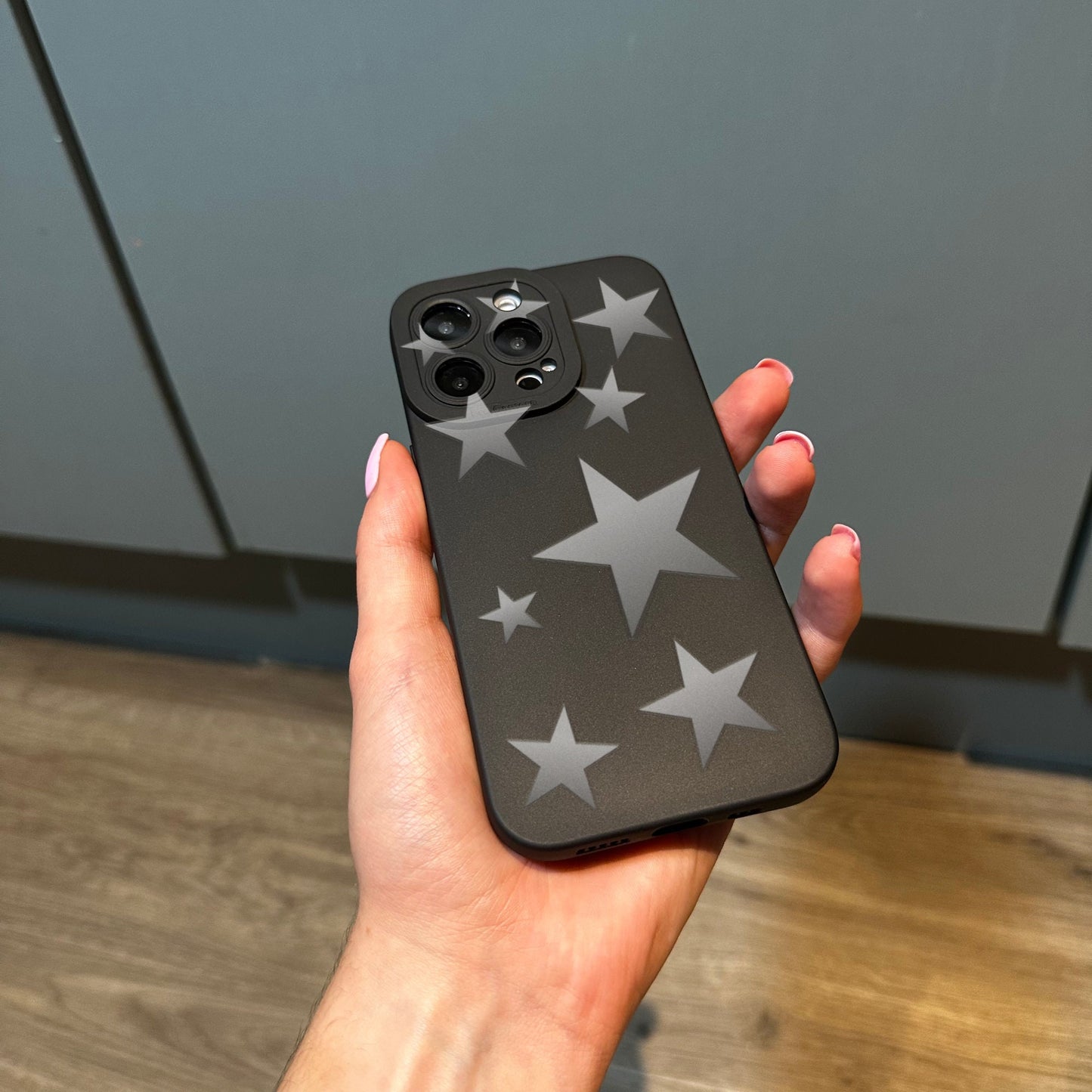 Silver Star Black Phone Case for iPhone 15 14 13 12 11 11 Pro Max Mini 7 8 XR XS X Shockproof Phone Cover with Customised Name