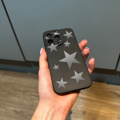 Silver Star Black Phone Case for iPhone 15 14 13 12 11 11 Pro Max Mini 7 8 XR XS X Shockproof Phone Cover with Customised Name