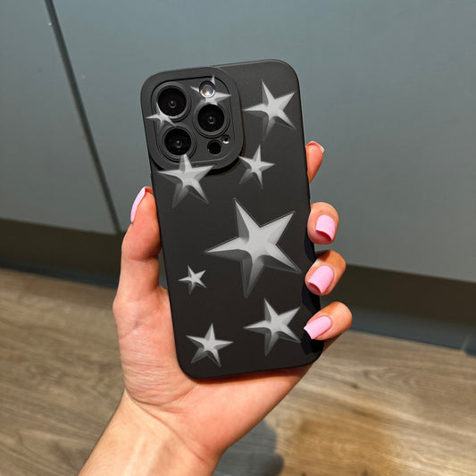 Silver Star Print Phone Case for iPhone 15 14 13 12 11 11 Pro Max Mini 7 8 XR XS X Shockproof Phone Cover with Customised Name