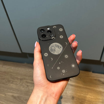 Space Star Phone Case with Moon for iPhone 15 14 13 12 11 11 Pro Max Mini 7 8 XR XS X Shockproof Phone Cover with Customised Name