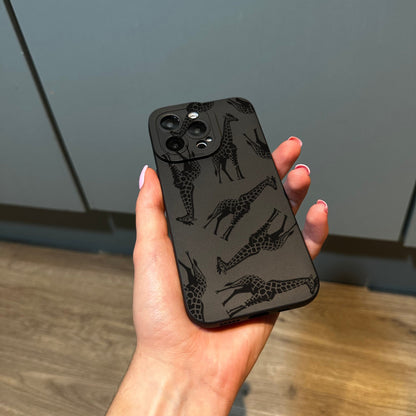 Black Giraffe Print Phone Case for iPhone 17 16 15 14 13 12 11 11 Pro Max Mini 7 8 XR XS X Shockproof Phone Cover with Customised Name