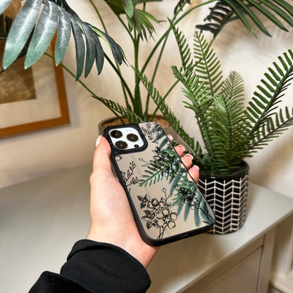 Floral Print Mirror Phone Case for iPhone 15 14 13 12 11 11 Pro Max Mini 7 8 XR XS X Shockproof Phone Cover for Make Up with Customised Name