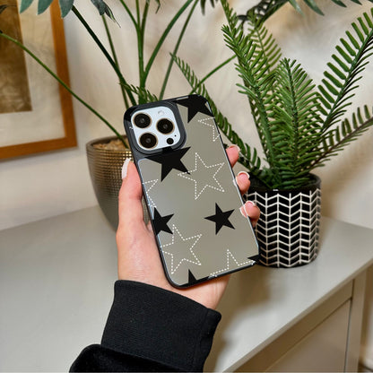 Star Pattern Mirror Phone Case for iPhone 15 14 13 12 11 11 Pro Max Mini 7 8 XR XS X Shockproof Phone Cover for Make Up with Customised Name