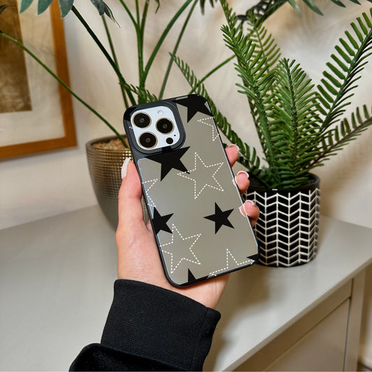 Star Pattern Mirror Phone Case for iPhone 15 14 13 12 11 11 Pro Max Mini 7 8 XR XS X Shockproof Phone Cover for Make Up with Customised Name