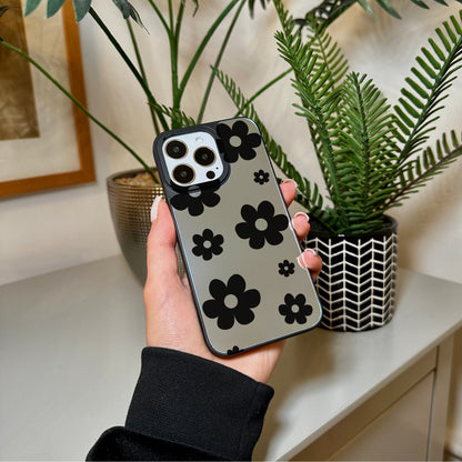 Floral Print Mirror Phone Case for iPhone 15 14 13 12 11 11 Pro Max Mini 7 8 XR XS X Shockproof Phone Cover for Make Up with Customised Name