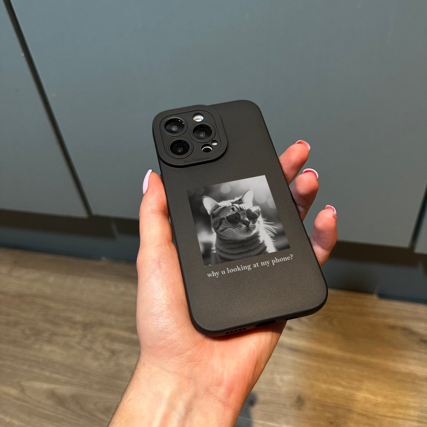 Funny Cool Cat Phone Case for iPhone 15 14 13 12 11 11 Pro Max Mini 7 8 XR XS X Shockproof Phone Cover with Customised Name