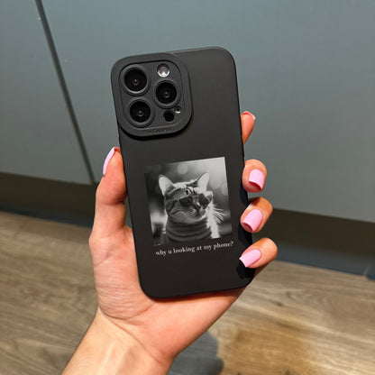 Funny Cool Cat Phone Case for iPhone 15 14 13 12 11 11 Pro Max Mini 7 8 XR XS X Shockproof Phone Cover with Customised Name