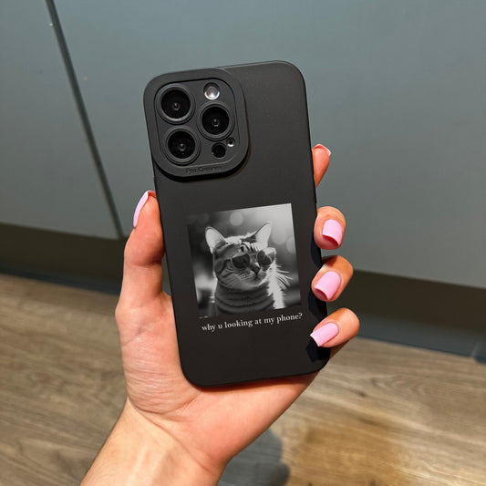 Funny Cool Cat Phone Case for iPhone 15 14 13 12 11 11 Pro Max Mini 7 8 XR XS X Shockproof Phone Cover with Customised Name