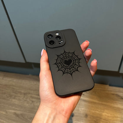 Spider Web Heart Phone Case for iPhone 15 14 13 12 11 11 Pro Max Mini 7 8 XR XS X Shockproof Phone Cover with Customised Name