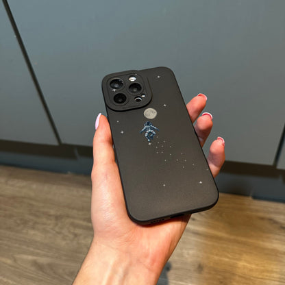 Space Phone Case with Moon and Stars for iPhone 17 16 15 14 13 12 11 11 Pro Max Mini 7 8 XR XS X Shockproof Phone Cover with Customised Name