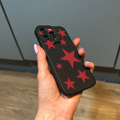 Red Star Black Phone Case for iPhone 17 16 15 14 13 12 11 11 Pro Max Mini 7 8 XR XS X Shockproof Phone Cover with Customised Name
