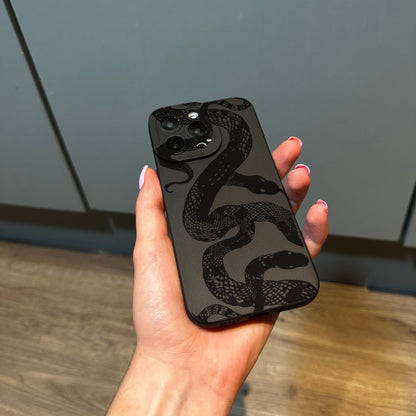 Black Snake Print Phone Case for iPhone 15 14 13 12 11 11 Pro Max Mini 7 8 XR XS X Shockproof Phone Cover with Customised Name