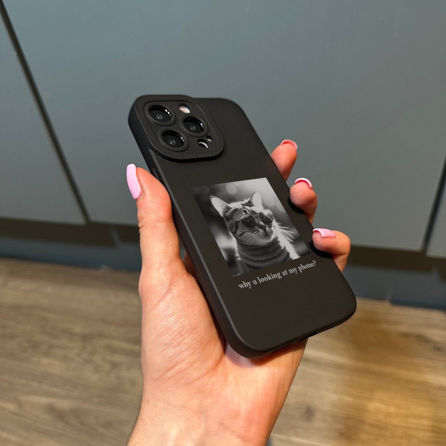 Funny Cool Cat Phone Case for iPhone 15 14 13 12 11 11 Pro Max Mini 7 8 XR XS X Shockproof Phone Cover with Customised Name