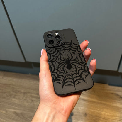 Spider Web Black Phone Case for iPhone 17 16 15 14 13 12 11 11 Pro Max Mini 7 8 XR XS X Shockproof Phone Cover with Customised Name