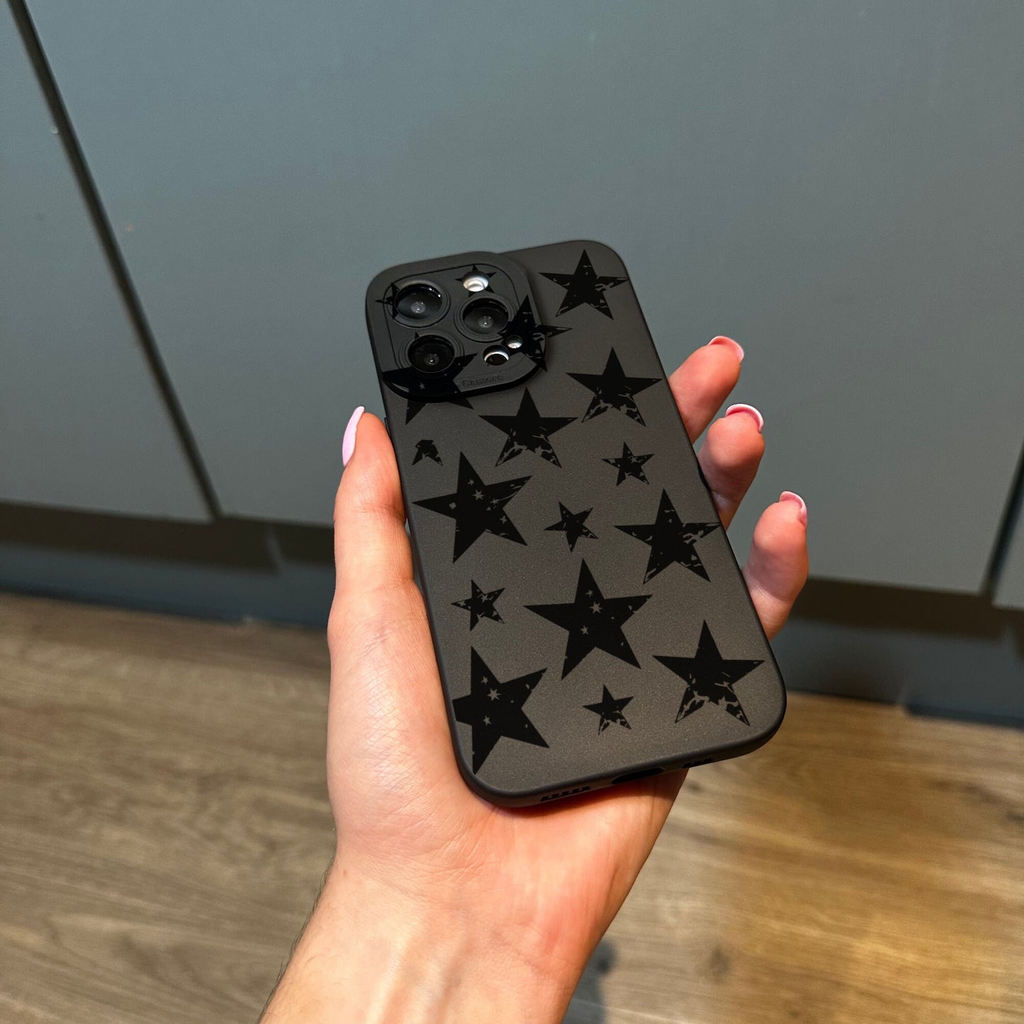 Black Star Print Phone Case for iPhone 17 16 15 14 13 12 11 11 Pro Max Mini 7 8 XR XS X Shockproof Phone Cover with Customised Name