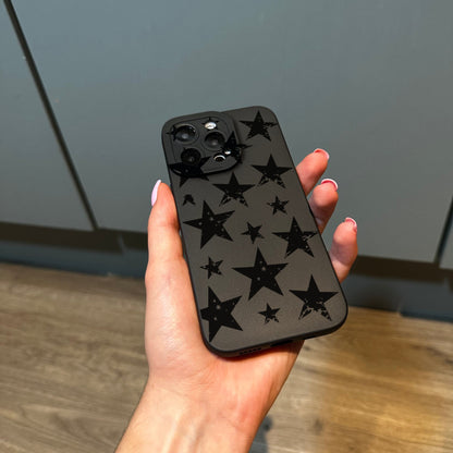 Black Star Print Phone Case for iPhone 17 16 15 14 13 12 11 11 Pro Max Mini 7 8 XR XS X Shockproof Phone Cover with Customised Name