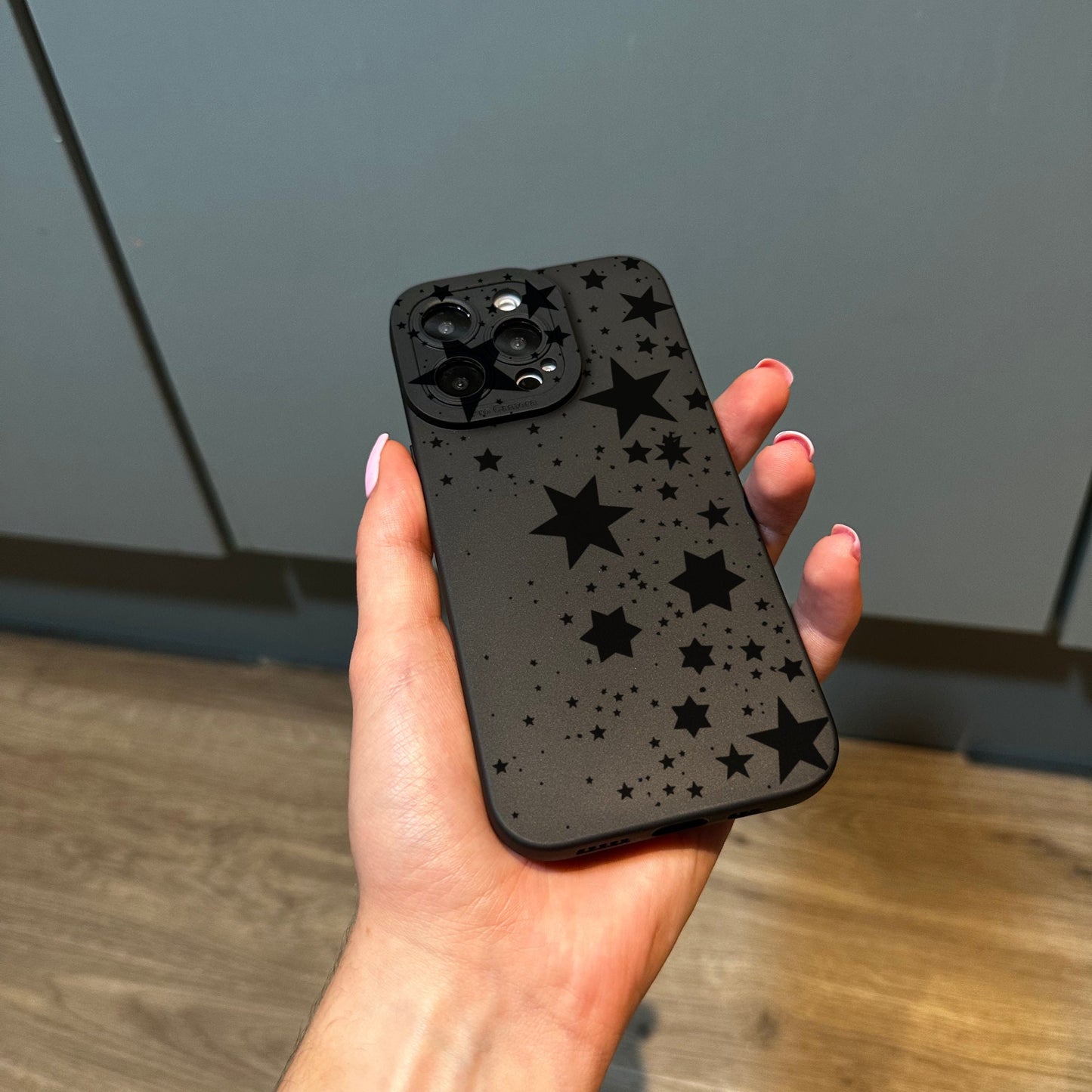 Black Star Print Phone Case for iPhone 17 16 15 14 13 12 11 11 Pro Max Mini 7 8 XR XS X Shockproof Phone Cover with Customised Name