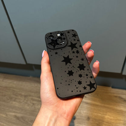 Black Star Print Phone Case for iPhone 17 16 15 14 13 12 11 11 Pro Max Mini 7 8 XR XS X Shockproof Phone Cover with Customised Name