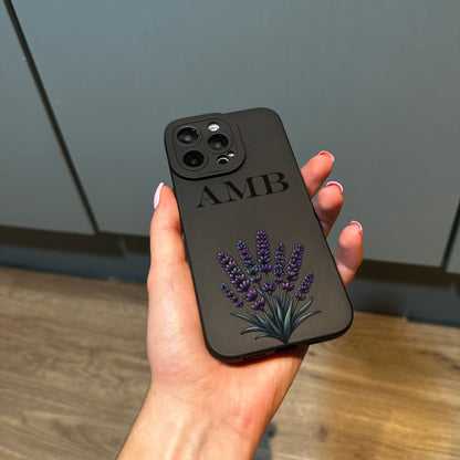 Personalised Initial Black Phone Case for iPhone 15 14 13 12 11 11 Pro Max Mini 7 8 XR XS X Shockproof Phone Cover Monogram Phone Case