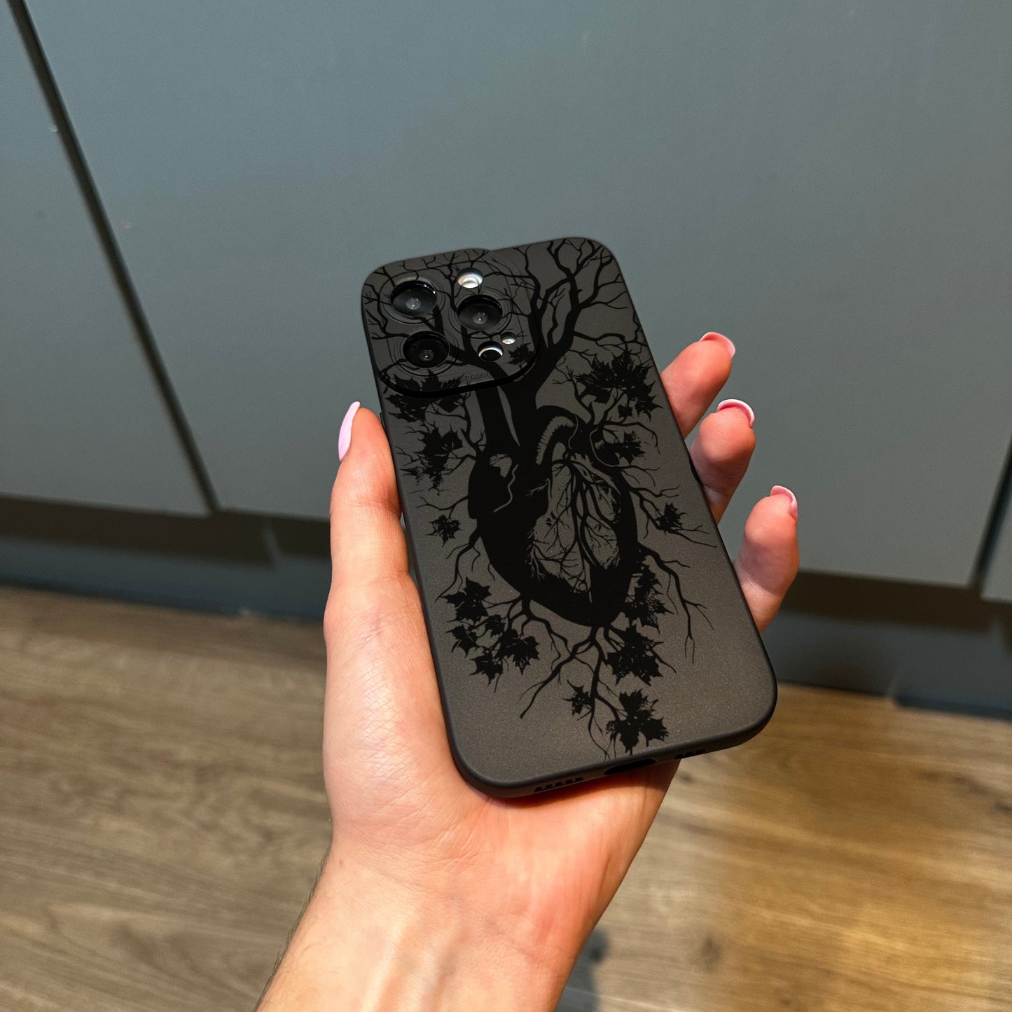 Black Heart Organ Print Phone Case for iPhone 17 16 15 14 13 12 11 11 Pro Max Mini 7 8 XR XS X Shockproof Phone Cover with Customised Name