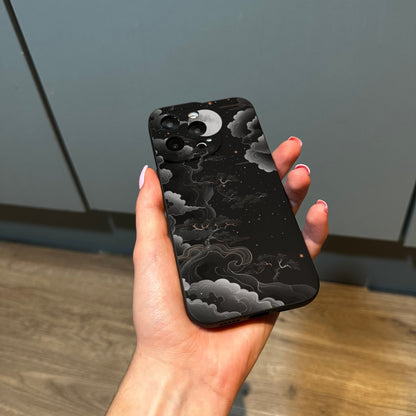 Black Night Cloud Phone Case for iPhone 17 16 15 14 13 12 11 11 Pro Max Mini 7 8 XR XS X Shockproof Phone Cover with Customised Name