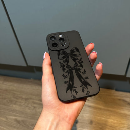 Black Bow Coquette Phone Case for iPhone 15 14 13 12 11 11 Pro Max Mini 7 8 XR XS X Shockproof Cover With Personalised Name