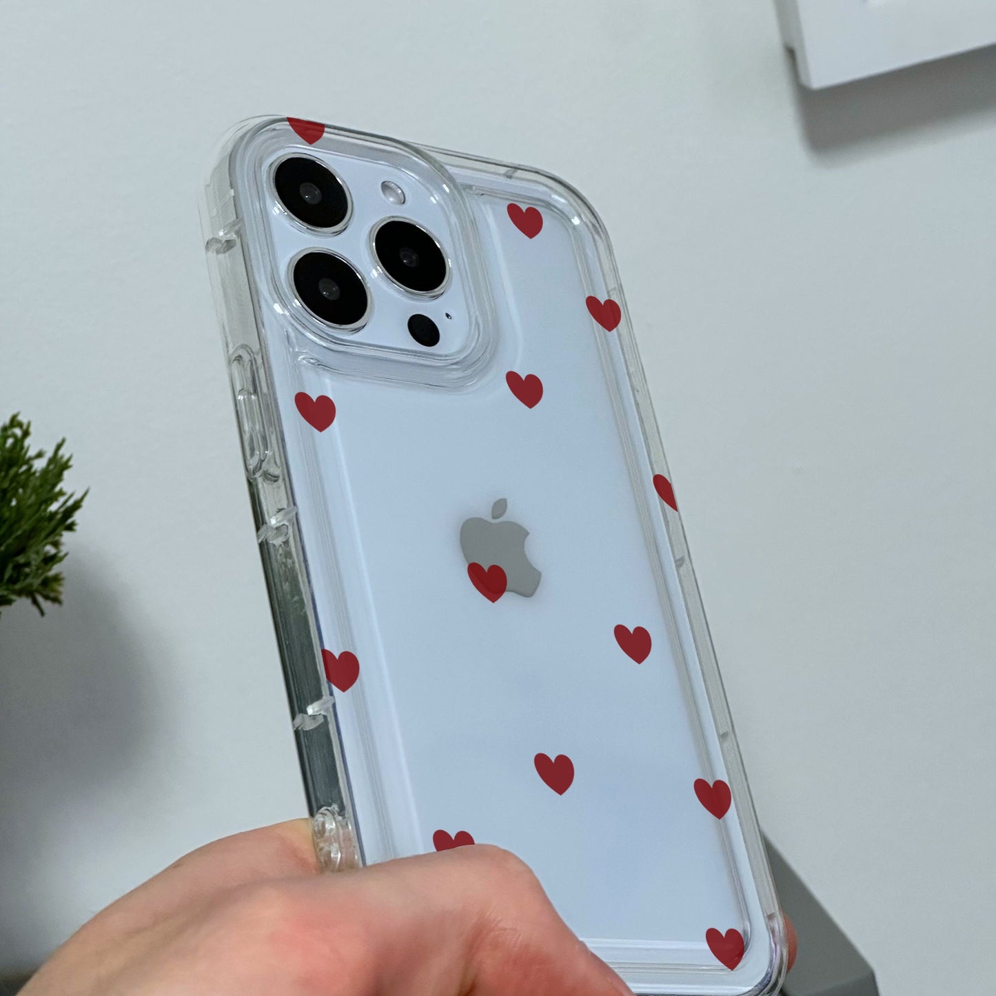 Red Heart Print Clear Phone Case for iPhone 17 16 15 14 13 12 11 11 Pro Max Mini 7 8 XR XS X Shockproof Slim Phone Cover with Custom Name
