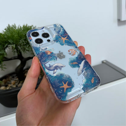 Fish Sealife Clear Phone Case for iPhone 15 14 13 12 11 11 Pro Max Mini 7 8 XR XS X Shockproof Silicone Phone Cover with Custom Name