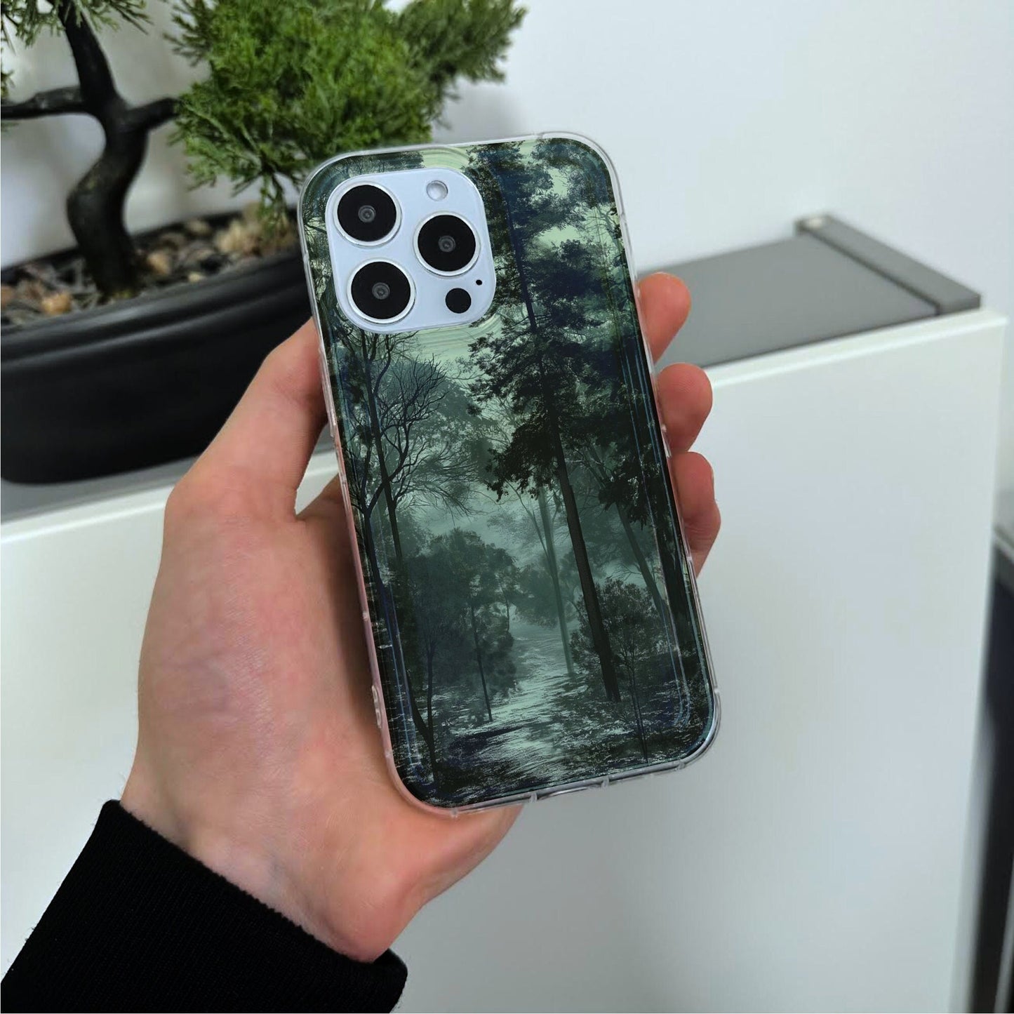 Forest Fashion Print Phone Case for iPhone 15 14 13 12 11 11 Pro Max Mini 7 8 XR XS X Shockproof Silicone Phone Cover with Custom Name